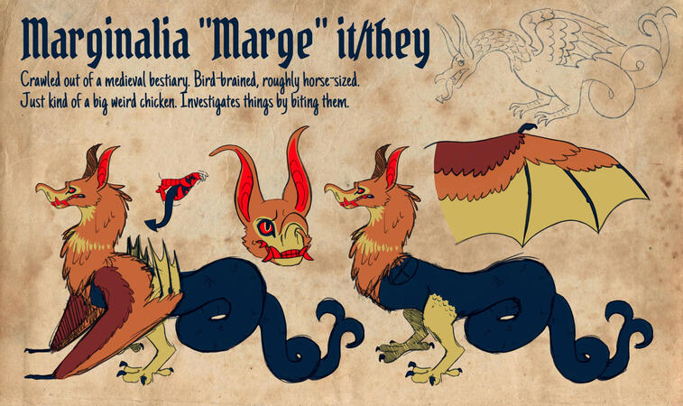 Character reference sheet for Marginalia
